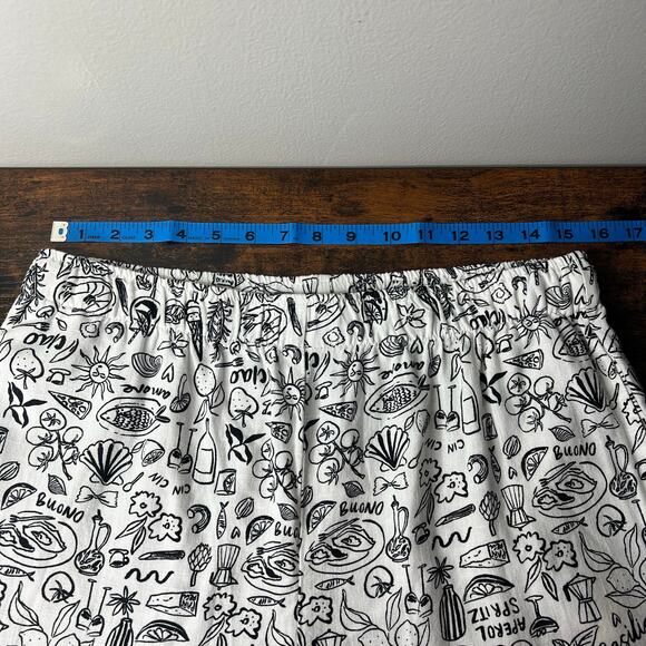 Sincerely Jules Pull On Wide Leg Linen Pants Black White Italian Vacation Sz L - Picture 8 of 10